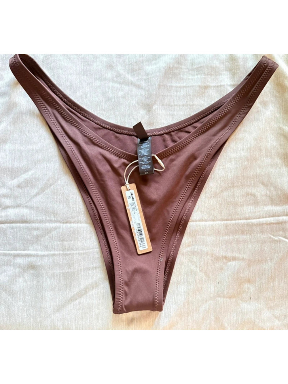 Skims Swim NWT Cheeky Tanga Bikini Bottom Cocoa Size L